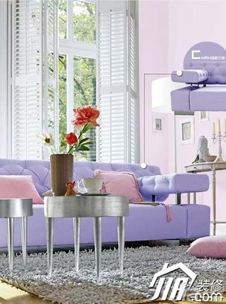 混搭风格公寓紫色经济型80平米客厅沙发图片