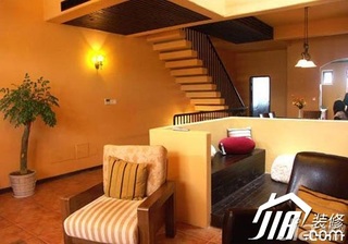 地中海风格别墅原木色富裕型客厅沙发效果图