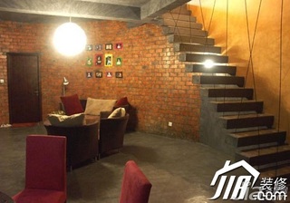 地中海风格别墅富裕型客厅楼梯沙发效果图