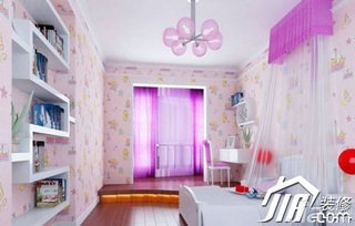 混搭风格小户型粉色5-10万70平米儿童房壁纸图片