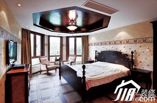 混搭风格别墅舒适富裕型卧室床图片
