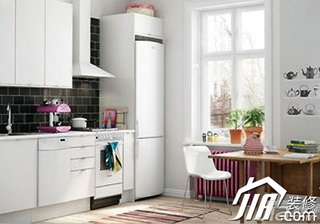 混搭风格公寓简洁白色富裕型90平米厨房装修