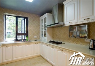 欧式风格别墅简洁白色富裕型厨房橱柜设计图纸
