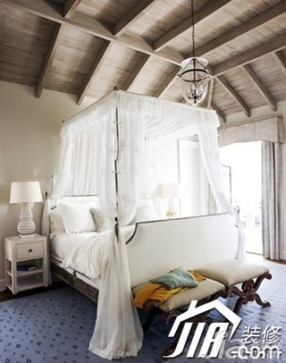 地中海风格公寓简洁富裕型100平米卧室床效果图
