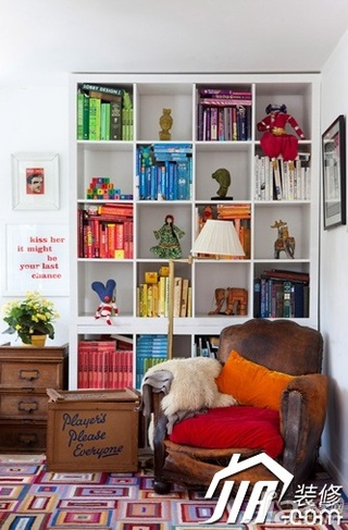 地中海风格公寓富裕型100平米书房书架图片