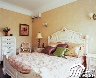 新古典风格复式简洁经济型120平米卧室卧室背景墙床效果图