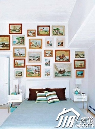 地中海风格公寓小清新富裕型110平米卧室卧室背景墙床效果图