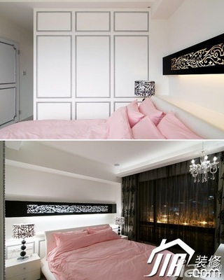 新古典风格公寓简洁白色经济型80平米卧室床效果图