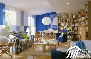 地中海风格公寓简洁富裕型120平米客厅沙发图片