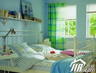 地中海风格公寓简洁富裕型120平米卧室卧室背景墙床图片