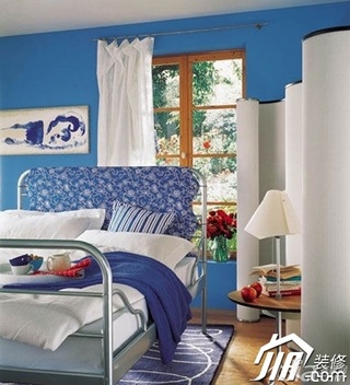 地中海风格公寓乐活富裕型120平米卧室卧室背景墙床图片