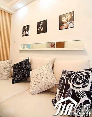 混搭风格小户型简洁富裕型60平米客厅沙发背景墙沙发效果图