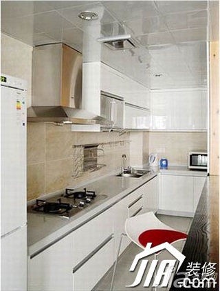 混搭风格小户型白色富裕型60平米厨房橱柜定做