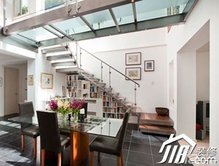 loft风格复式豪华型餐厅楼梯餐桌图片