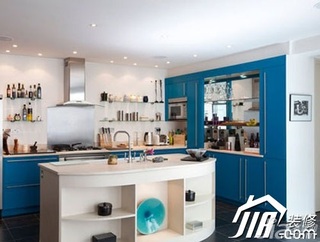 loft风格复式实用蓝色豪华型厨房橱柜订做