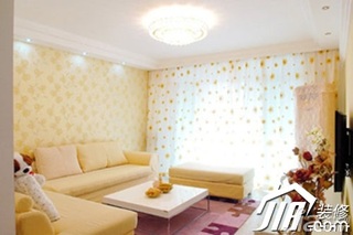 混搭风格公寓小清新黄色富裕型客厅壁纸图片
