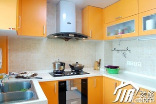 混搭风格公寓黄色富裕型厨房橱柜设计