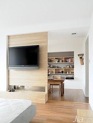 简约风格公寓简洁5-10万100平米客厅隔断书架图片