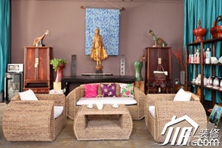 中式风格复式民族风富裕型100平米客厅沙发背景墙沙发图片