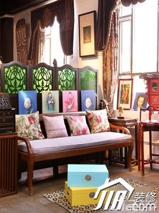 中式风格复式民族风富裕型100平米客厅沙发图片