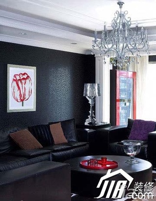 简约风格公寓简洁黑色富裕型80平米客厅沙发效果图