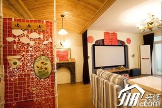 地中海风格公寓简洁90平米客厅电视背景墙沙发图片