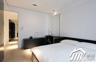 简约风格公寓简洁黑白富裕型100平米客厅床图片