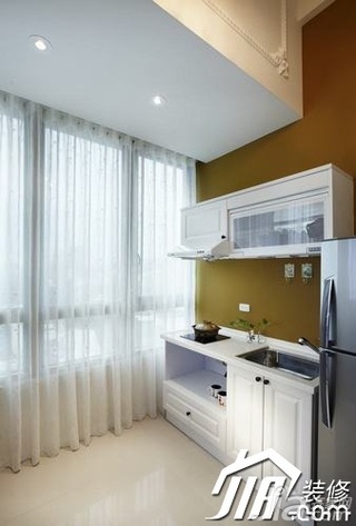 美式乡村风格小户型富裕型60平米厨房窗帘图片