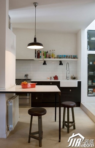 美式乡村风格公寓简洁经济型厨房吧台橱柜定制