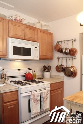 美式乡村风格公寓经济型80平米厨房橱柜效果图