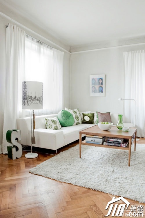 富裕型装修,客厅,白色,简洁,沙发,茶几,窗帘,灯具,沙发背景墙