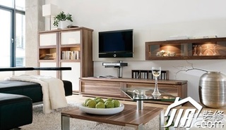 简约风格公寓简洁原木色富裕型80平米客厅茶几效果图