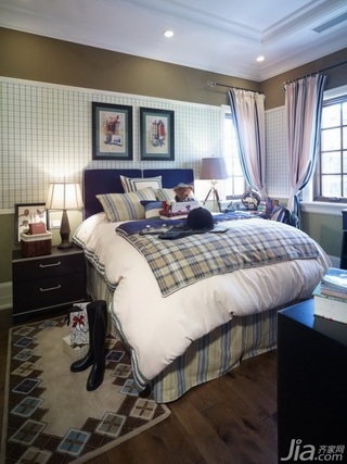 欧式风格别墅舒适富裕型卧室床图片