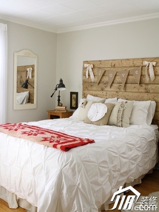 美式乡村风格公寓富裕型90平米卧室卧室背景墙床图片