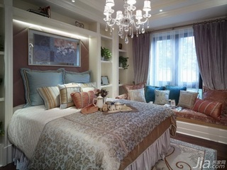 欧式风格三居室富裕型90平米卧室床图片