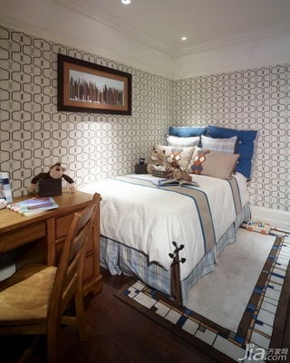 欧式风格三居室舒适富裕型90平米卧室床图片