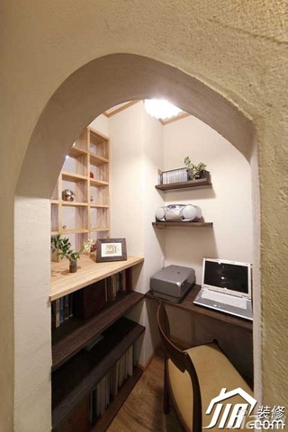 混搭风格公寓简洁富裕型80平米书房书桌效果图