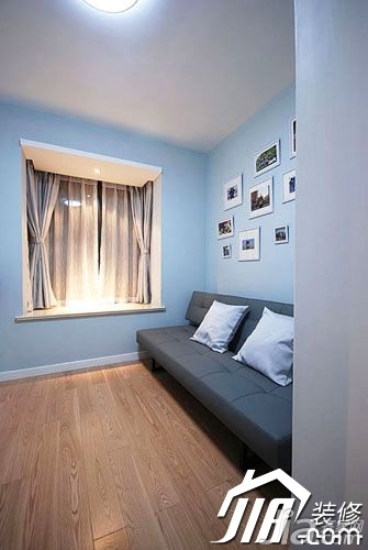 经济型装修,小户型装修,简约风格,蓝色,小清新,窗帘,灯具,沙发,沙发背景墙