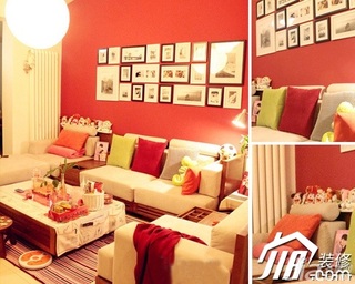 混搭风格小户型经济型60平米客厅沙发背景墙沙发图片