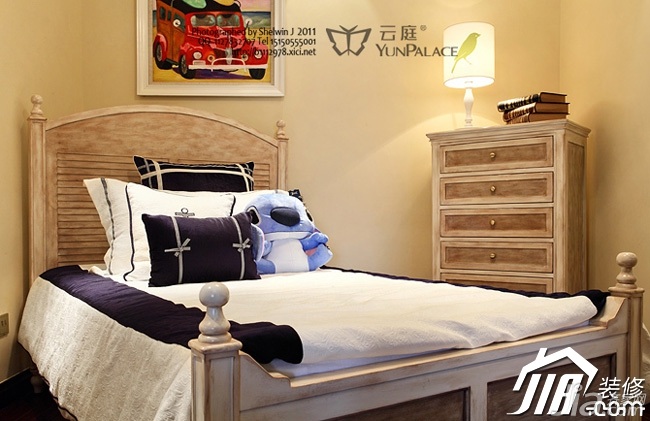 三居室装修,富裕型装修,卧室,床,灯具,装饰画