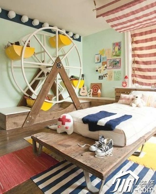 混搭风格公寓富裕型80平米儿童房床效果图