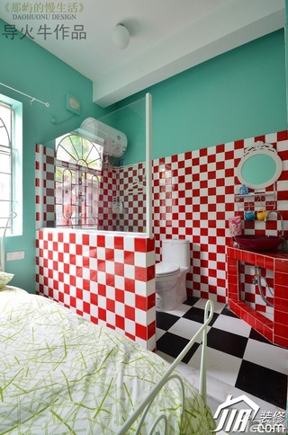 导火牛地中海风格红色经济型浴室柜图片
