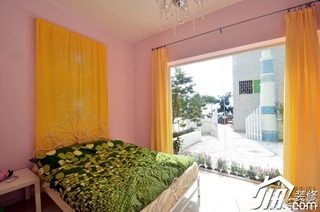 导火牛地中海风格经济型卧室窗帘图片