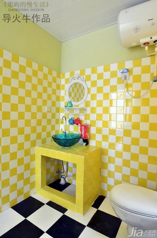 导火牛地中海风格黄色经济型浴室柜图片