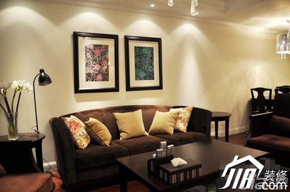 公寓装修,90平米装修,豪华型装修,混搭风格,新古典风格,客厅,大气,沙发,茶几,灯具,沙发背景墙
