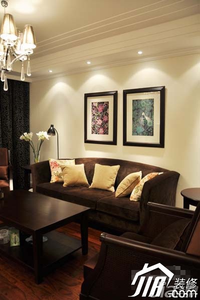 公寓装修,90平米装修,豪华型装修,混搭风格,新古典风格,客厅,大气,沙发,茶几,窗帘,灯具,沙发背景墙