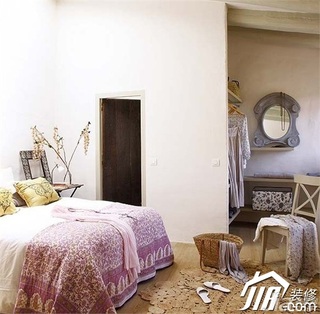 东南亚风格公寓舒适卧室卧室背景墙床效果图
