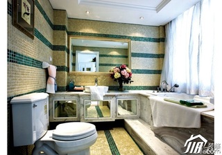 欧式风格复式简洁15-20万卫生间背景墙洗手台效果图