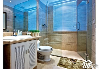 欧式风格复式乐活蓝色15-20万卫生间洗手台图片