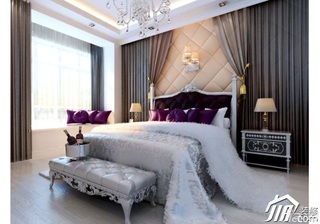 欧式风格复式简洁15-20万卧室卧室背景墙床效果图